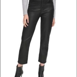 DKNY Jeans Waverly Faux Leather Straight Leg Pants – Black – 25 / 0 – NWT